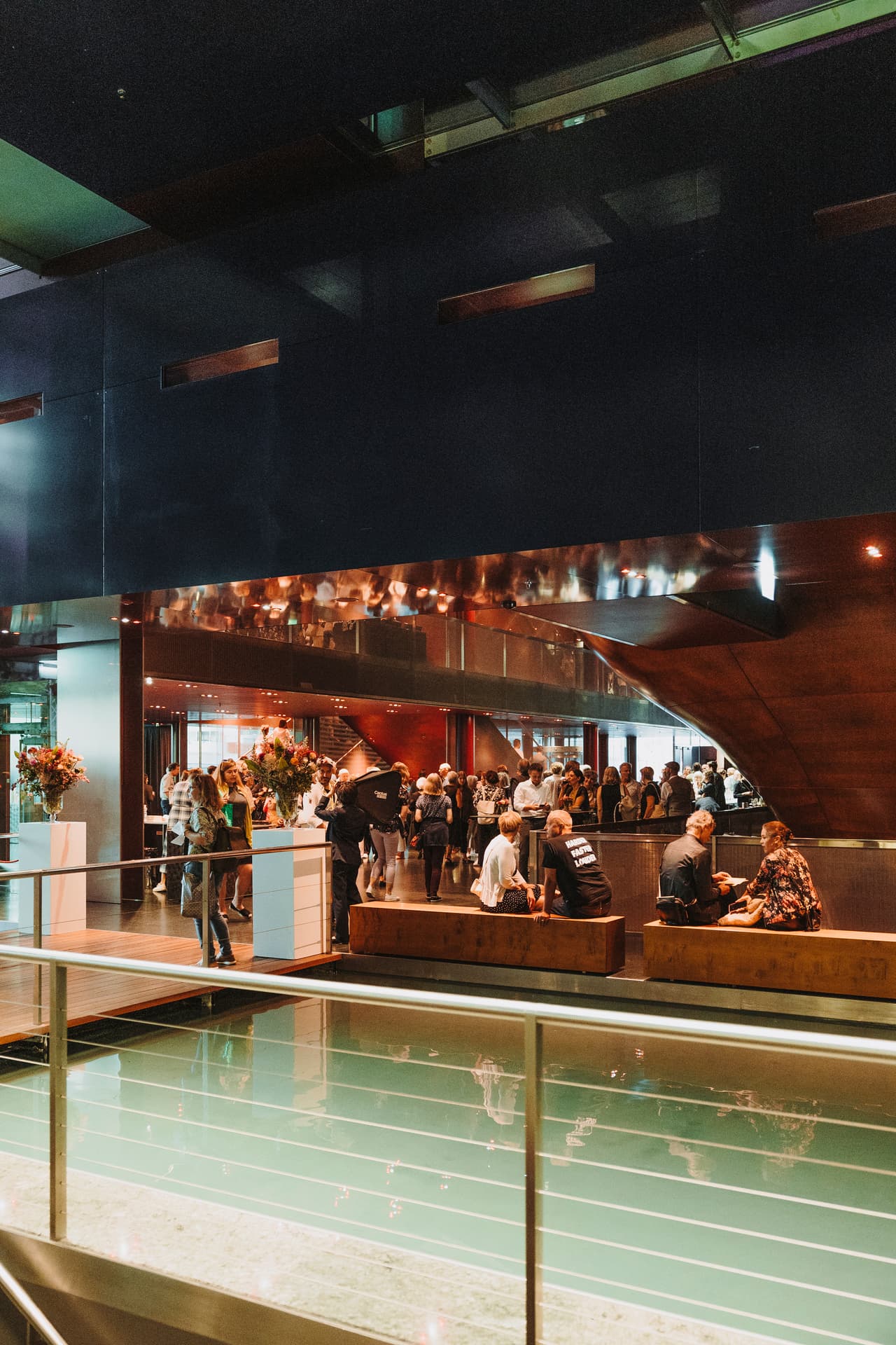 Architecture Water Channels Concert Hall with visitors in the KKL Luzern