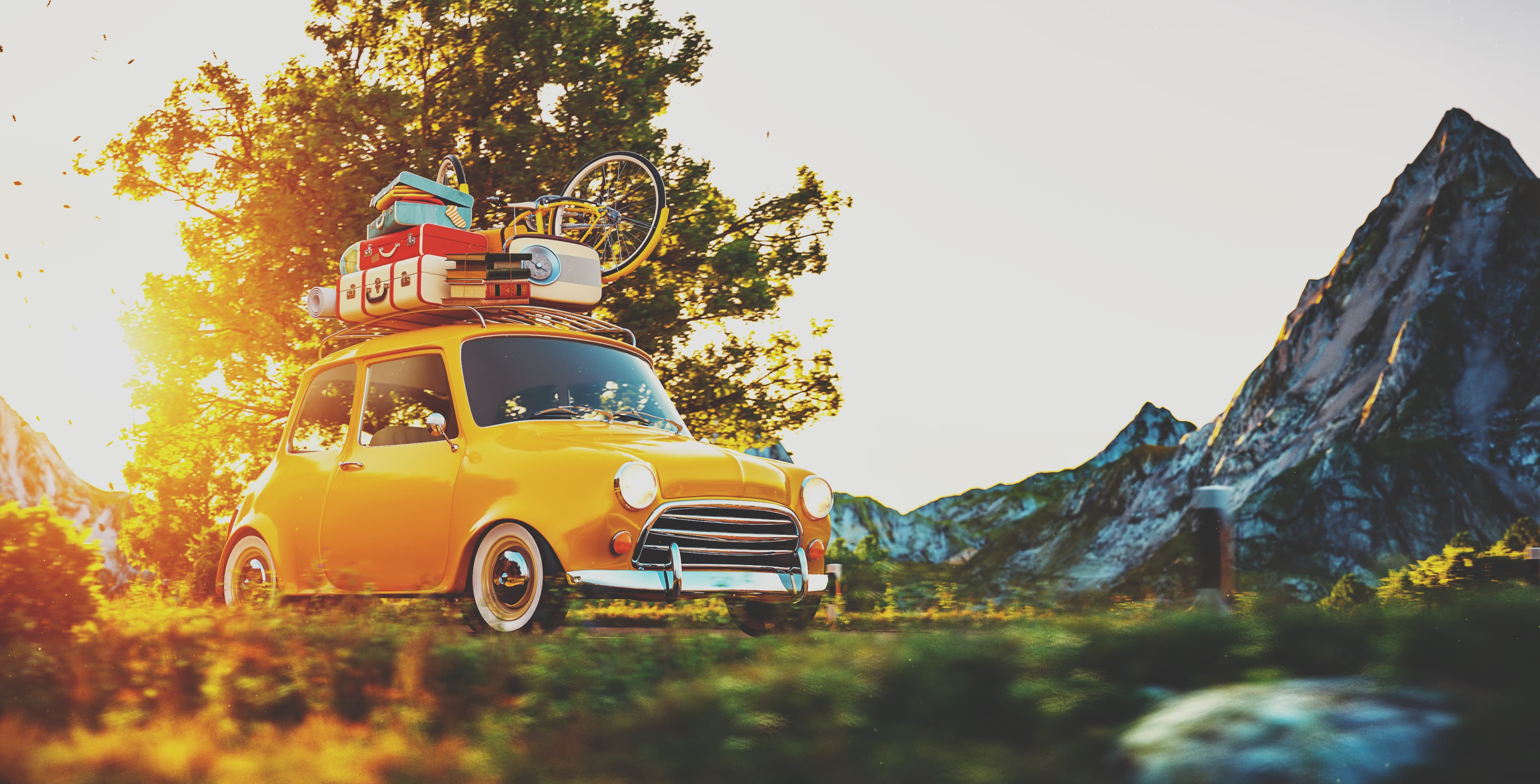 Car with luggage Traveling Vacation Mountain Panorama